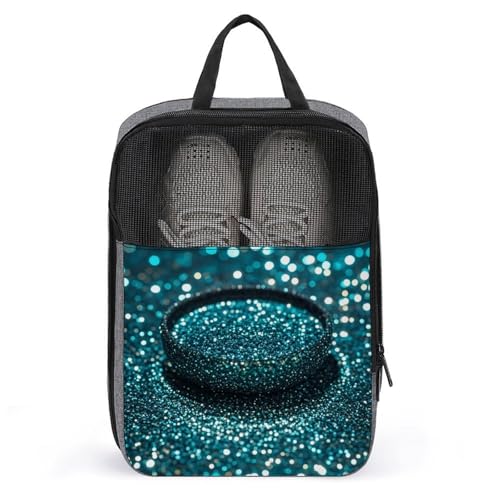 Bolsa de almacenamiento para zapatos de viaje impermeable con purpurina verde