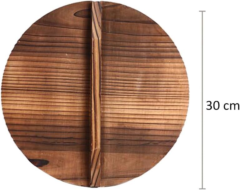11.81 Inch Wooden Pot Cover Anti Oil Splashing Lid for Wok and Pan Large Handle Steam Retention Anti-Scald Cooking Tool for Kitchen Use