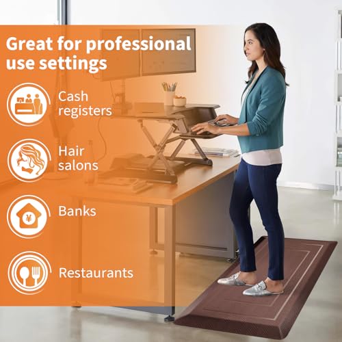 Image of UKISS 9 /10 inch inch Extra Thick Cushioned Anti Fatigue Kitchen Mat, Waterproof High Density Foam Standing Desk Mat, Non-Slip Ergonomic Comfort Mat for Kitchen, Office,Workstation Black (Brown, 20 inch X 39 inch)