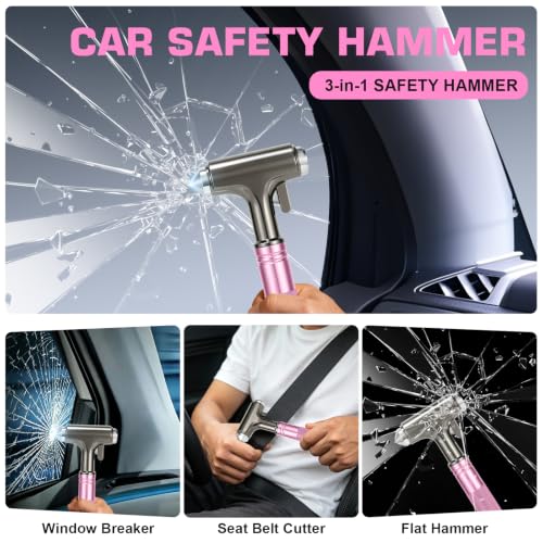 Image of Window Breaker, Car Safety Hammer with Seat Belt Cutter, Metal Car Glass Breaker Car Emergency Escape Tool Gift Road Trip Essential and Must Haves