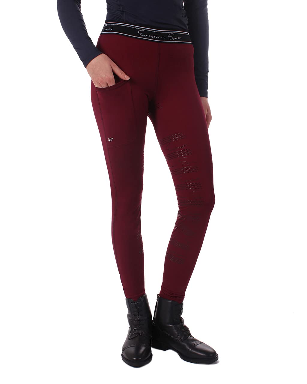 NETPROSHOP Damen Schlüpf Reithose Arden Tights Leggings Vollbesatz Gr. 34-44 Handytasche