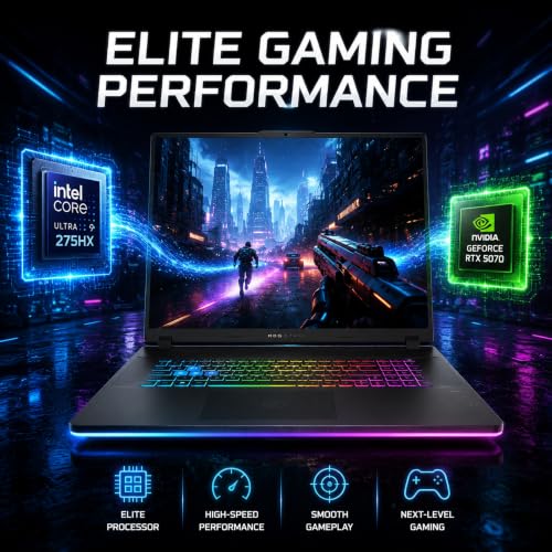 Image of msi Crosshair 18 HX AI Gaming Laptop, 18-inch 2.5K QHD+ 240Hz Display, Intel Core Ultra 9 275HX, NVIDIA RTX 5070, 32GB DDR5 RAM, 2TB NVMe SSD, RGB Backlit Keyboard, Windows 11 Pro w /Accessories