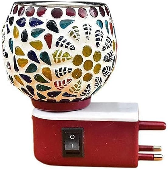 Ceramic Electric Incense Burner, Multi-Purpose Kapoor Dani Camphor Burner with on/Off Switch to Toggle Between Burner and Lamp, Essential Oil Diffuser, Aroma Diffuser, Night Camphor Diffuser