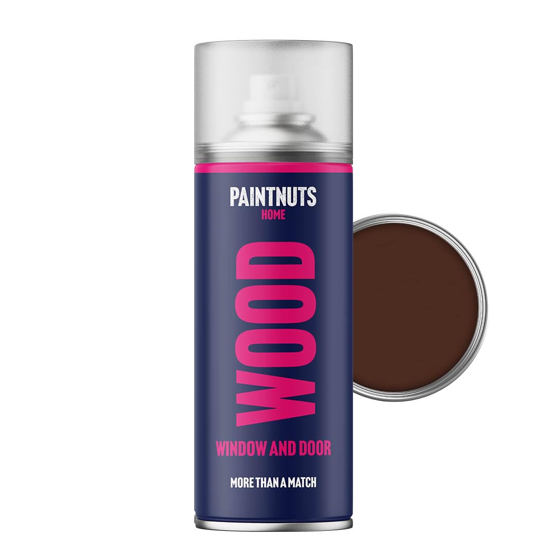 Paintnuts Wood Window & Door Paint - RAL-8016 - MAHOGANY BROWN Satin 400ml Spray Can