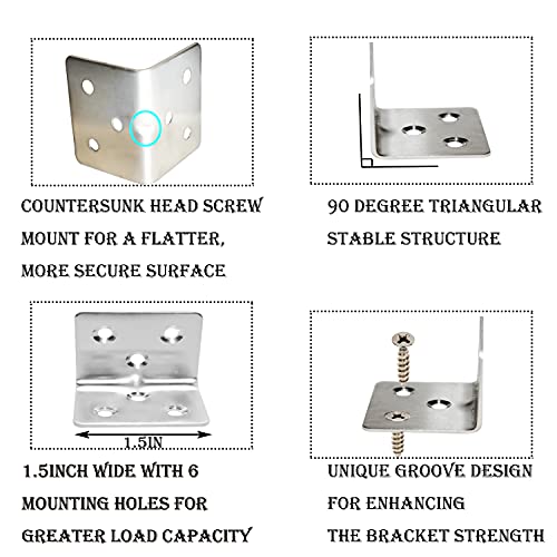 80Pcs Stainless Steel Angle Brackets,1.2” X 1.2” X 1.5” Wide Small Corner Brace For Joining Furniture, Heavy Duty 90 Degree L Shape Corner Bracket, Right Angle Bracket For Wood Cabinets Furniture #TOP3