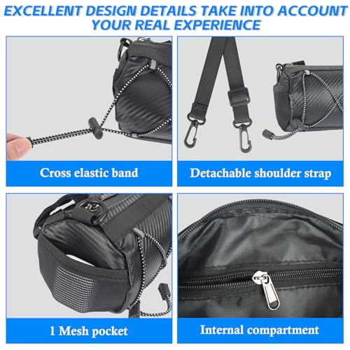 Bolsa de guidão de bicicleta à prova d'água – Bolsa de rolo com moldura frontal de 2 L com alça de