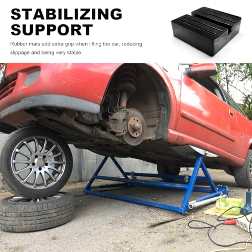 Image of 4 PCS Jack Rubber Pad, Square Floor Jack Pad Adapter Vehicle Repair Tool Universal for Car Lift, Anti-Slip Slotted Frame Heavy Duty Rubber Frame Rail Protector, Car Accessories