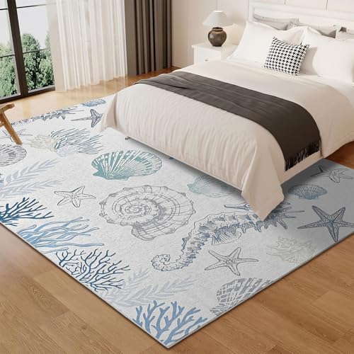 Tapete de área 5x7 para dormitorio estilo costero miniatura 3