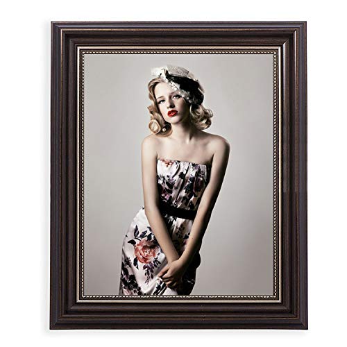 HUIXIANG - Marco de fotos para mujer, diseño vintage Turquesa/Azul, Brown(glass Front), 6x8 INCH