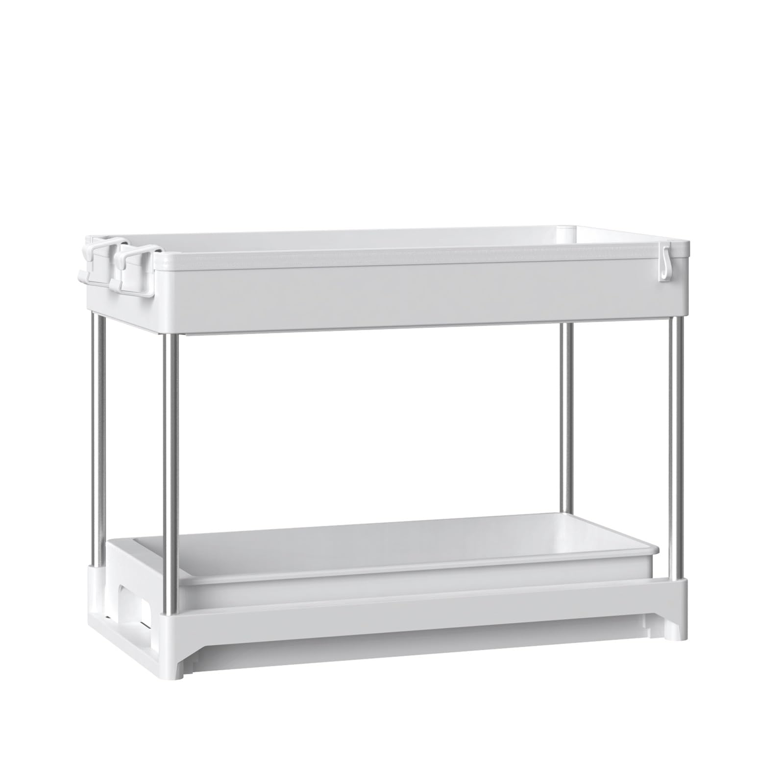 Küchenspüle-Regal, Küche unter der Spüle, Organizer, mobiles Regal, Aufbewahrungsorganisator unter der Spüle, weißes Schieberegal mit Schiebegriff für Zuhause, Büro, Küchenspüle-Organizer, weiß (wei
