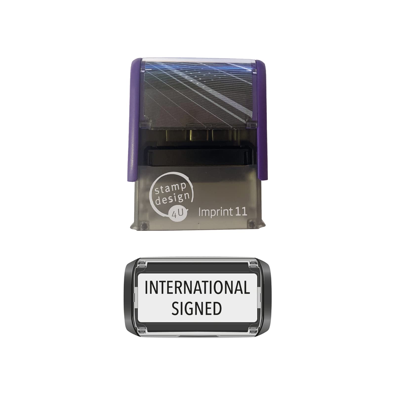 Imprint 11 38 x 14mm - Stock Self-Inking MAILING/DELIVERY Stamp International Signed Stamp with Black Ink