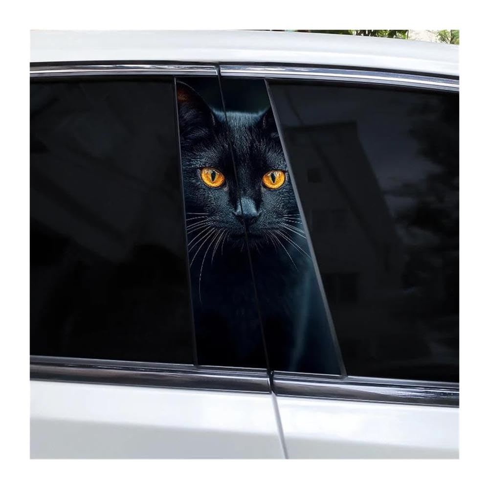 Decorative Items 2pcs Cat Pattern Car B Pillar Waterproof Decal Covering Scratched(I)