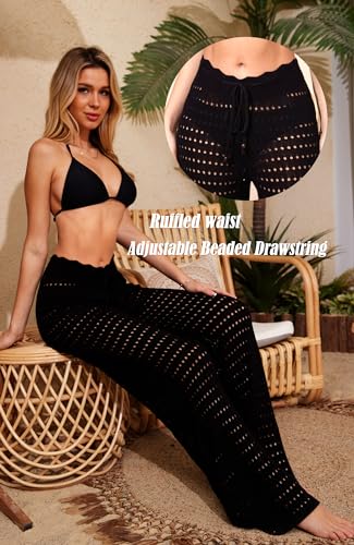 Navneet Women Swimsuit Cover Up Pants Crochet Knit Beach Swim Coverup Pants Bathing Suit4