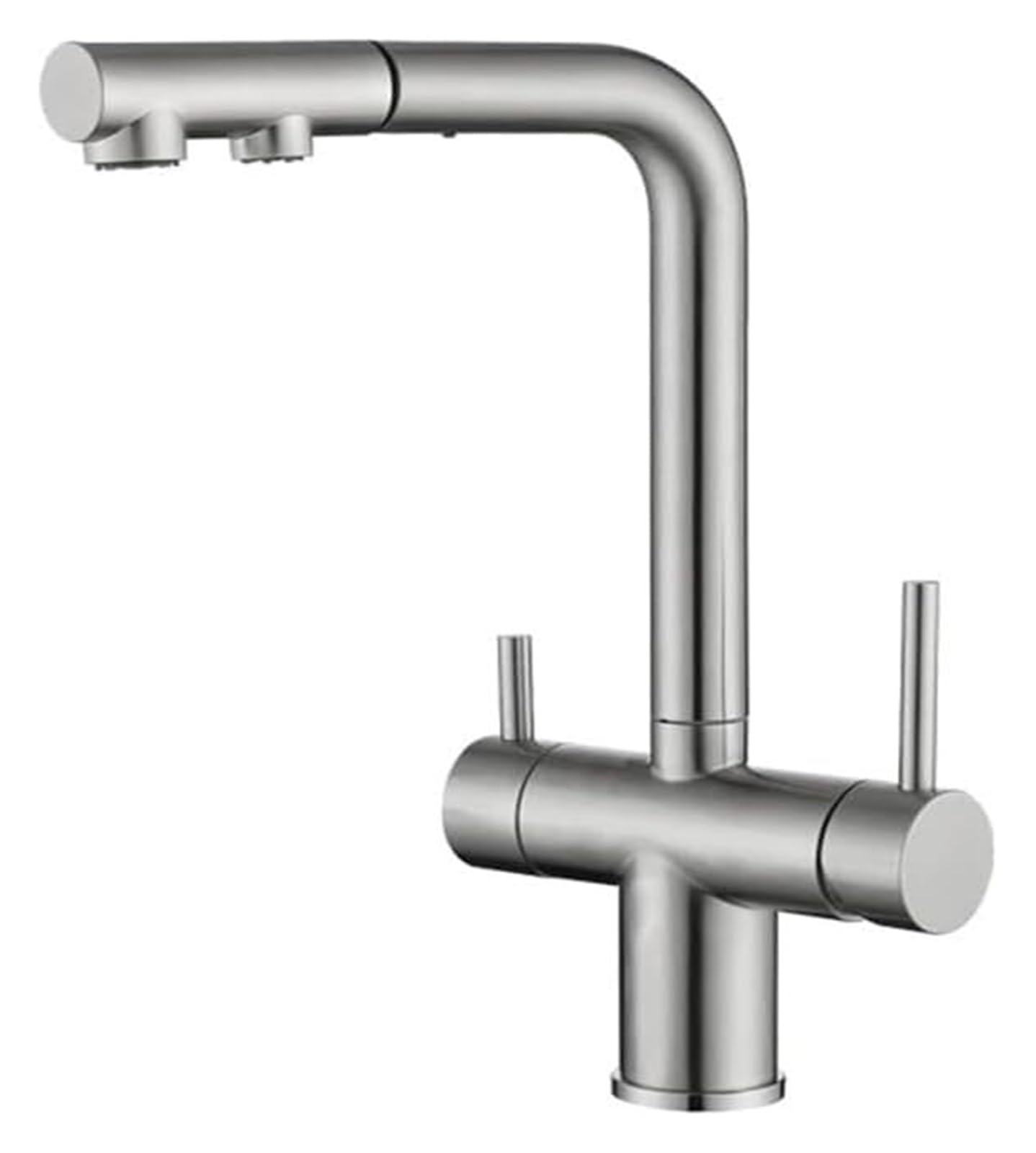 FCXWEVR 3in1 PullDown Kitchen Faucet TouchOn Design Dual Swing Spout Drinking Water Filter Brass Mixer Tap Silver Kitchen Sink Faucet