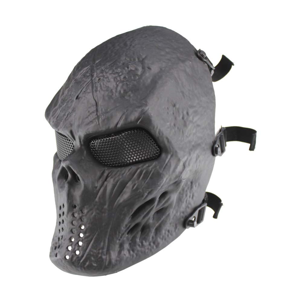 WOSPORT MASCHERA SOFTAIR TATTICA TESCHIO BLOODED SKULL NERA WO-MA79B CON BANDE ELASTICHE REGOLABILI