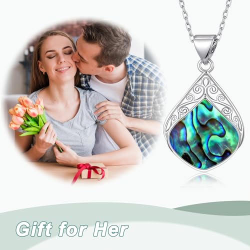 Boho Abalone Shell Necklace for Women Filigree Teardrop Pendant s Handmade Vintage Jewelry Gifts for Women4