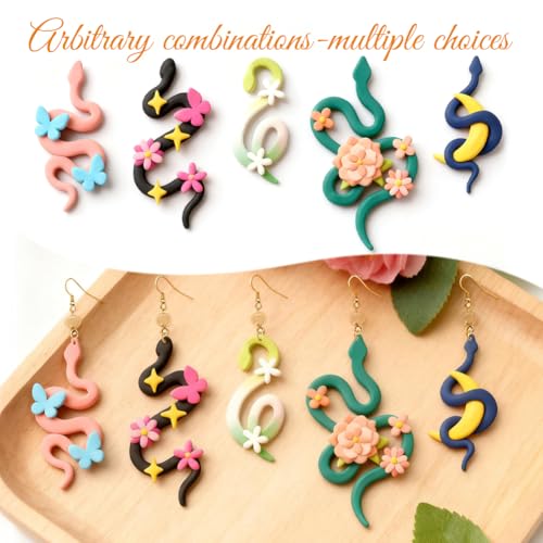 Image of ORIGACH 16 Pcs Snake Polymer Clay Cutters Set | Snake Flower Star Shape Clay Cutters for Polymer Clay Jewelry Earrings with a Clear Storage Box
