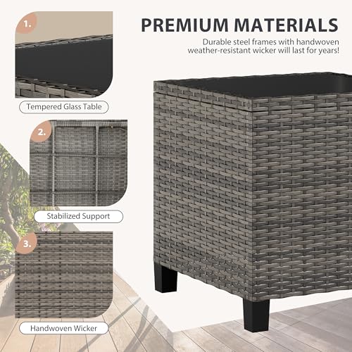 image for Vongrasig 3 Piece Patio Furniture Set Small Outdoor Wicker Rattan Fron