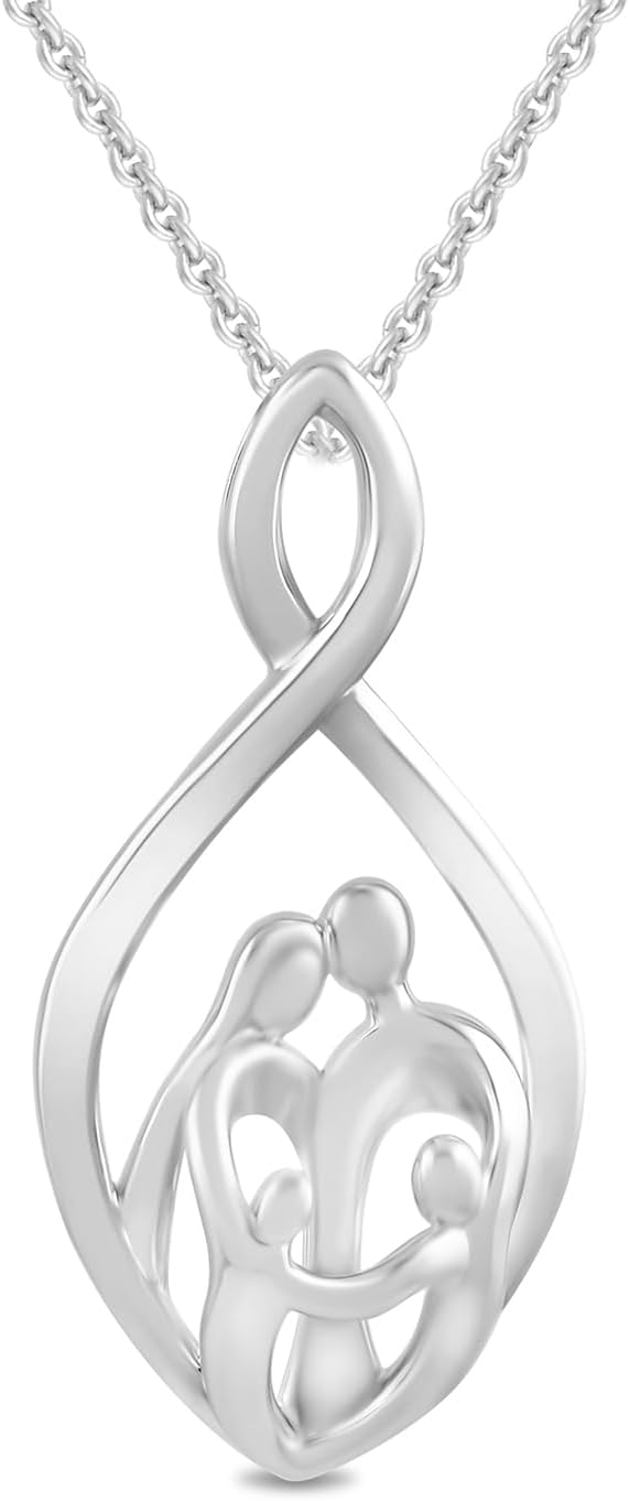 Amazon Essentials Sterling Silver Family Infinity Pendant Necklace with Rolo Chain, 18"