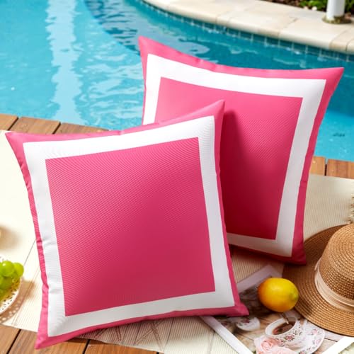 JOJOGOGO 18x18 Hot Pink Outdoor Throw Pillow...