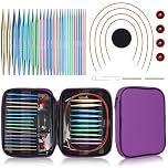 Reessy Circular Knitting Needles, 13 Pair Interchangeable Circular Knitting Needle Set with Case & Accessories, Round Knitting Needles for Handmade DIY Knit-Purple