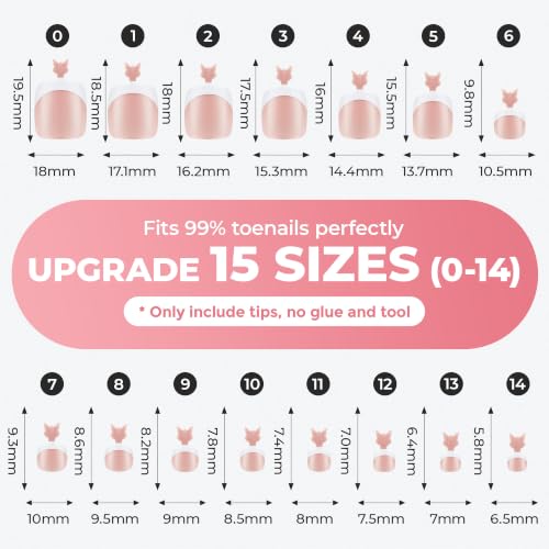 Image of UNA GELLA Nude French Press On Toenails for Women, 180Pcs Square Round Toe Nail Press Ons, 15 Sizes Full Cover Fake Squavol Soft Gel Toenails Extension Acrylic for Home DIY Salon Pedicure
