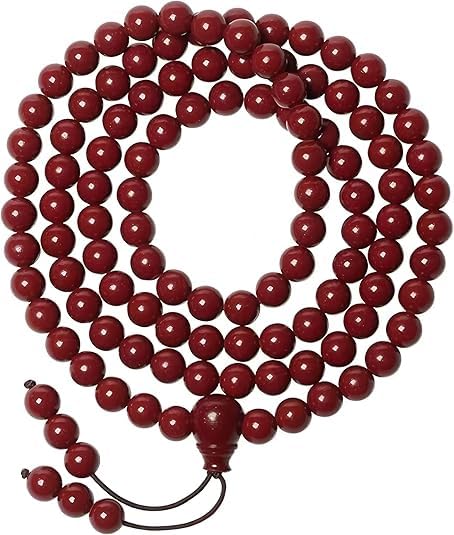 NexusChi 108 Beads Cinnabar Feng Shui Bracelet Life Energy & Transformation Mala Red Prosperity Beads for Confidence Courage & Positive Chi Meditation & Protection Bracelet for Men & Women (6mm/8mm/10mm) (6mm)