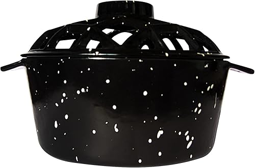 UniFlame Vaporizador superior de celosía recubierto de porcelana, color negro con manchas blancas