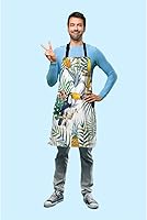 Vista 13 de Africa Map Giraffe Sunset Landscapes Kitchen Bib Apron Vintage Acacia Tree Animal Nature View Polyester Adjustable Apron for Outdoor BBQ Gardening