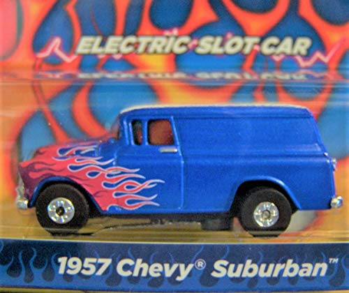 Auto World Flames Blue 1957 Chevy Suburban Ho Scale Slot car
