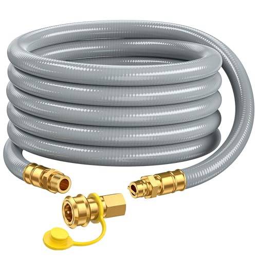 GasXpert 12FT 3/4 ID Natural Gas Hose with Quick Connect & Disconnect Fittings CSA Certified Heavy Duty Gas Line for NG/LP Propane Compatible with Grill Generator Patio Heater Pizza Oven
