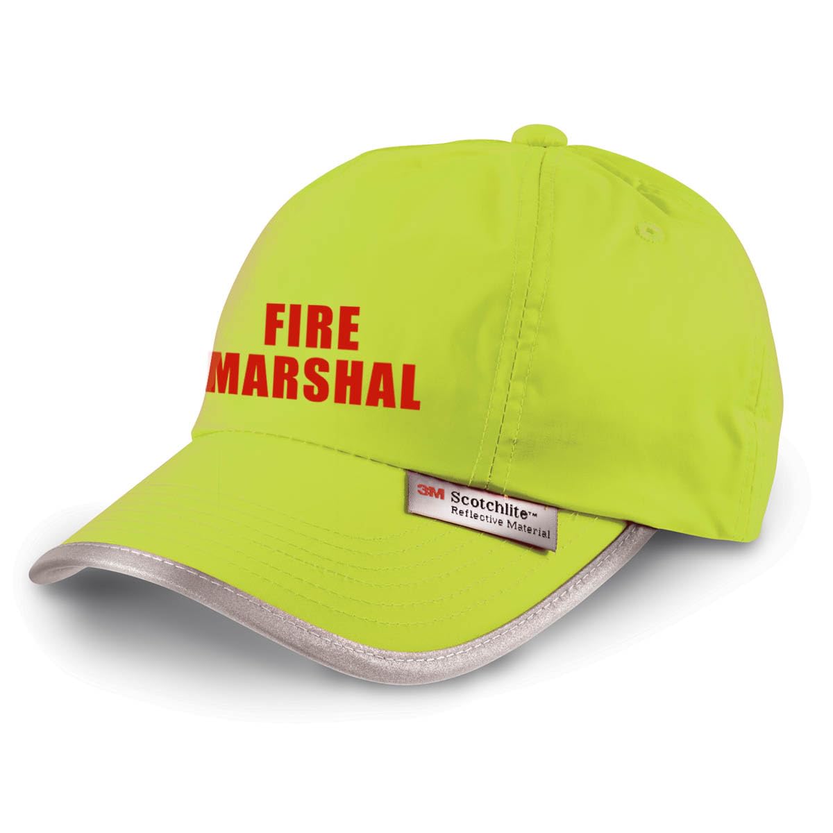 Workwear World Printed 'Fire Marshal' Site Safety Officer Fluorescent Yellow Hi Visibility Reflective Trimmed Baseball Cap Hat