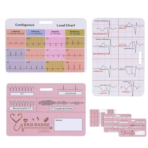 Tarjetas Flash EKG - Tarjeta EKG,insigniaa De EKG Para Referencia De Enfermería | valorr De Laboratorio De La Guía De Estudio Cardíaca 3X ECG, Accesorios Clínicos Para La Telemetría De La UCI ER RN