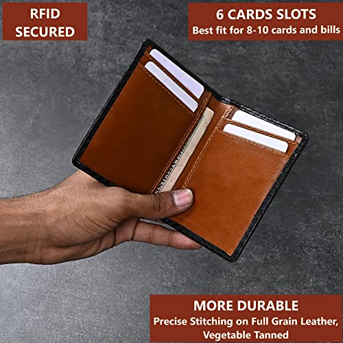 FOXHACKLE Leather Credit Card holder for Men and Women, Slim Minimalist RFID blocking Wallet, Small Bifold Front Pocket Wallet, Thin Card Case with ID Pocket2