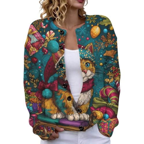 Christmas Cardigan for Women Funny Xmas Sweater Button Down Coat - image 1