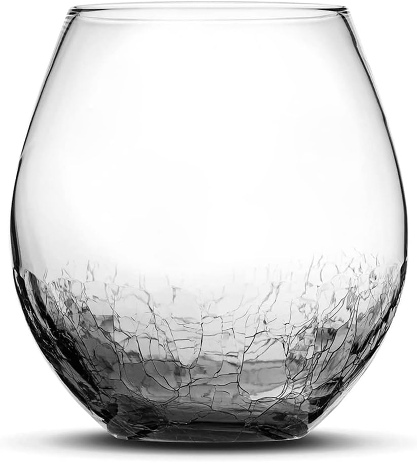 Integrity Bottles, Wine Glass, Handblown Gifts (Crackle Smoke)