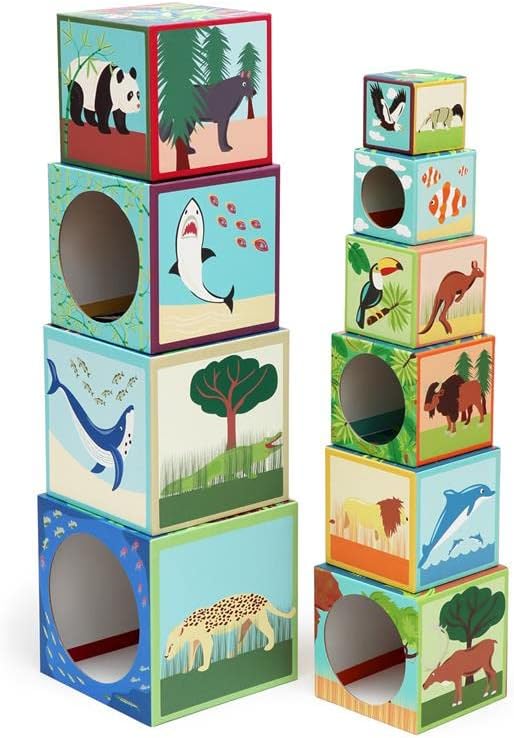 Animals of the World Stacking Pyramid by Scratch Europe- Toddler Building Blocks