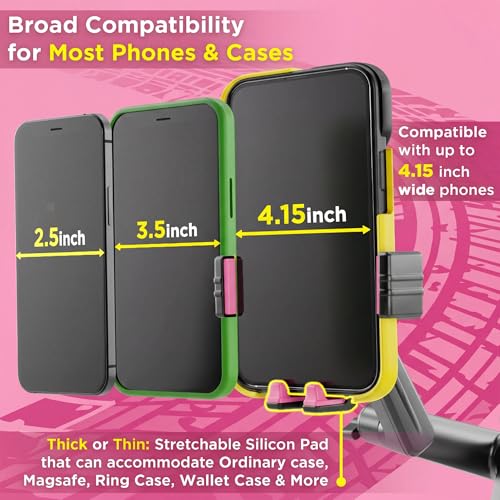 Image of Cell Phone Mount for Truck Phone Holder for Truck Drivers - Heavy Duty Suction Cup + Dashboard Pad, iPhone Holder for Dashboard Window 16.9 inch Long, for iPhone & Samsung, Semi Trucker Women, Pink