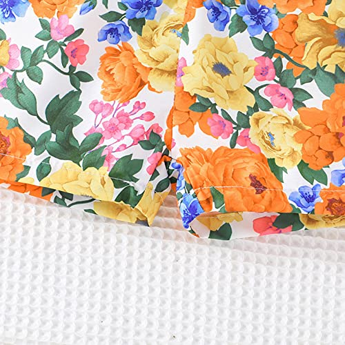Roupas de verão para meninas, bebês e meninas, manga mosca, estampa floral, colete e shorts, 2 peças