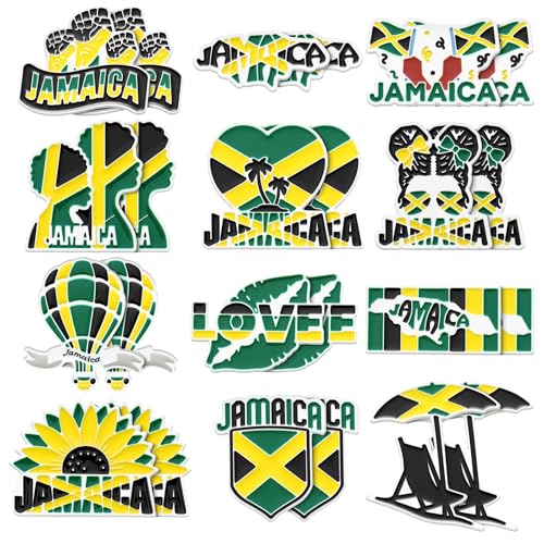 Cunno 24 Pcs Jamaica Pins Gifts Bulk Jamaican Decorations for Party Juneteenth Jamaica Flag Souvenirs Accessories for Women Man Independence Day Heritage Culture Day