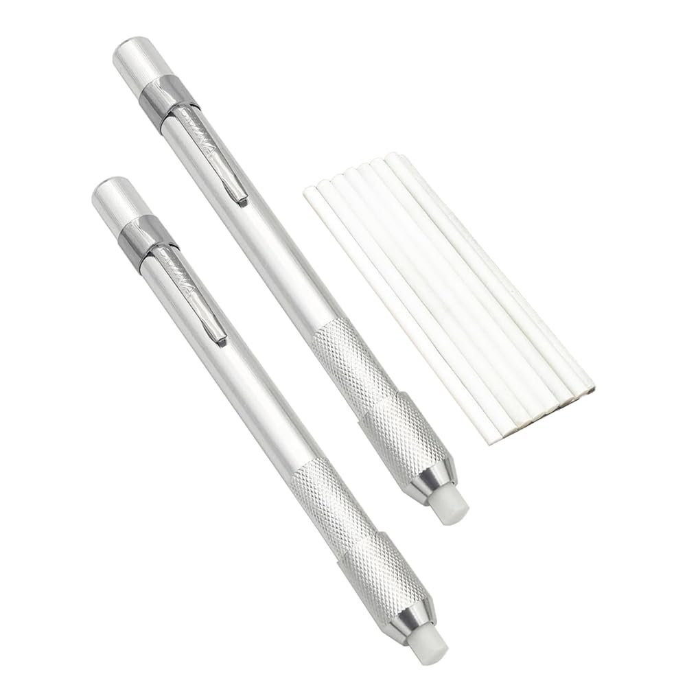 Littimoon for Welders, Students, Mark- Round Soapstone Holders(2pc), Welding Pencil Holders, Extra 40pcs Soap Stone Refills
