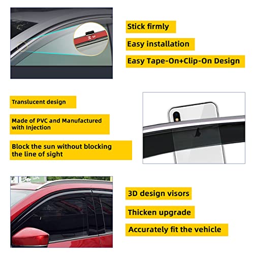 Pldde 4Pcs Smoke Tint Outside Mount Tape On/Clip On Style Pvc Sun Rain Guard Vent Window Visors Compatible With 16-22 Prius/Prius Prime/Prius Awd-E #TOP2