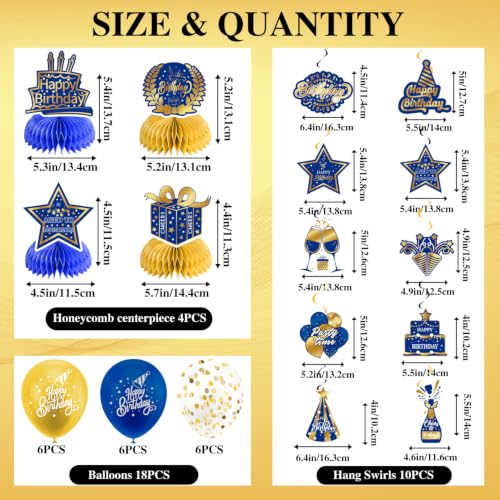 Image of Blue Gold Birthday Decorations for Men Women