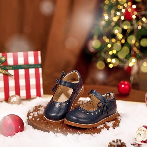 Image of GINFIVE Toddler Girls Dress Shoes Little Kids Flats School Mary Janes Shoes