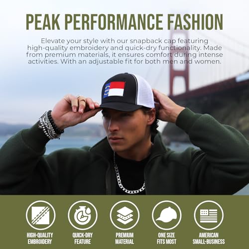 Image of International Tie State Hat for Men and Women, Adjustable Snapback Trucker Baseball Cap with Embroidered Patch