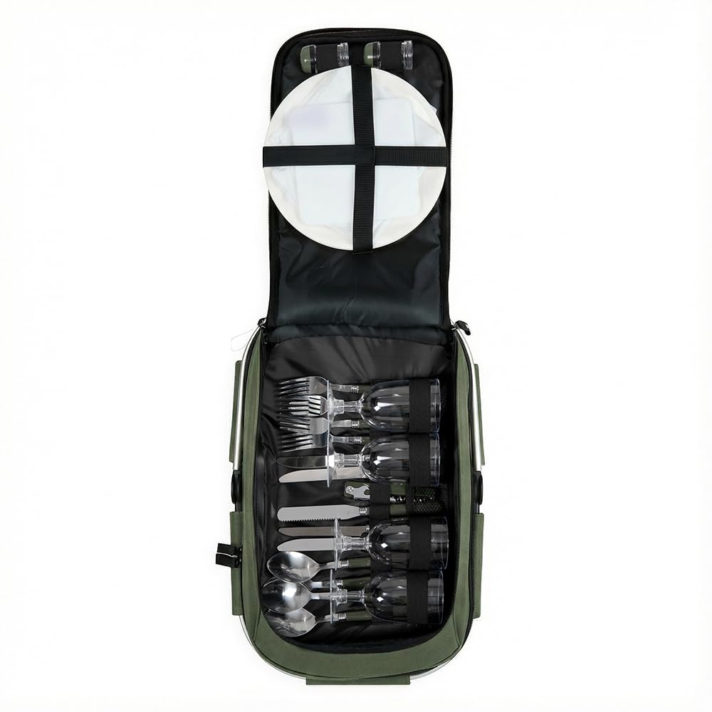 Livoo – Panier Pique-Nique 4 Personnes SEP117VE – 23L, 600D, 29 Accessoires Inclus