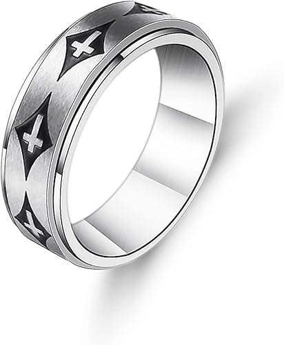 COLORFUL BLING Anillo giratorio de acero inoxidable con diseño de ojo de Horus de Egipto y ojo de Horus, anillo giratorio de acero inoxidable, para