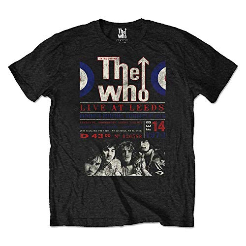 The Who T Shirt Live At Leeds 1970 Affiche Nouveau Officiel Eco Homme Noir Size M