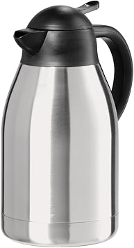 OGGI Catalina 68oz Stainless Steel Thermal Coffee Carafe- Double Walled Vacuum Container w/Press Button Top, Insulated Coffee Carafe, Thermos Carafe, Coffee Urn, Hot Beverage Dispenser, 2 Liters