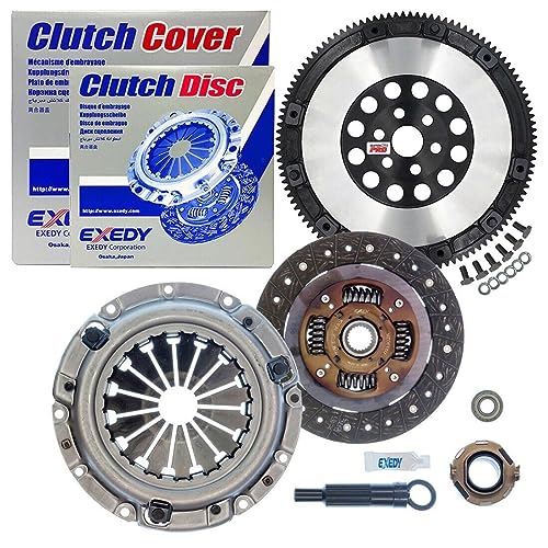 Exedy Clutch Kit KMZ03 with ClutchMaxPRO Chromoly Flywheel Replacement for 1990-1993 Miata MX-5 1.6L 1994-2005 MX-5 Miata 1.8L 2004-2005 Miata MX5 Mazdaspeed (CPKMZ03-LSF10045-EK)